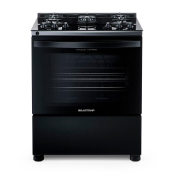 Fogão de Piso Brastemp 5 Bocas com Mesa de Vidro e Turbo Chama a Gás Preto BFS5VCEUNA Bivolt Menor preço em Fogão de Piso Brastemp 5 Bocas com Mesa de Vidro e Turbo Chama a Gás Preto BFS5VCEUNA Bivolt