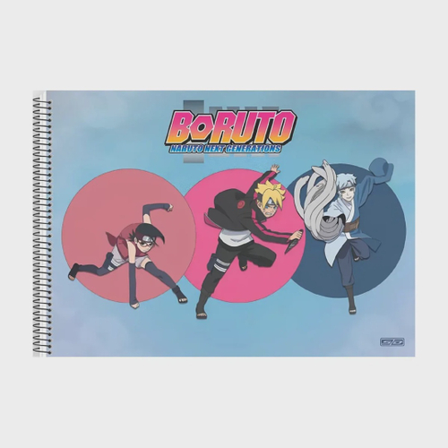 Boruto Caderno Cartografia e Desenho Espiral Capa Dura 60 folhas