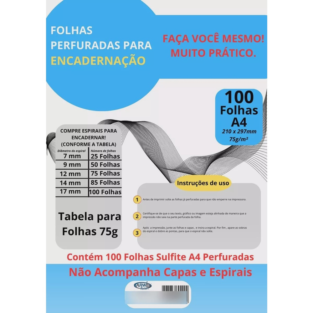 Folha Perfurada Para Encadernação A4 75g 100 Folhas no Shoptime