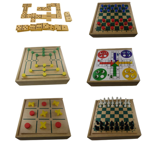 Jogos 6x1 Dama Jogo Velha Ludo Trilha Xadrez Dominó - Zaramela