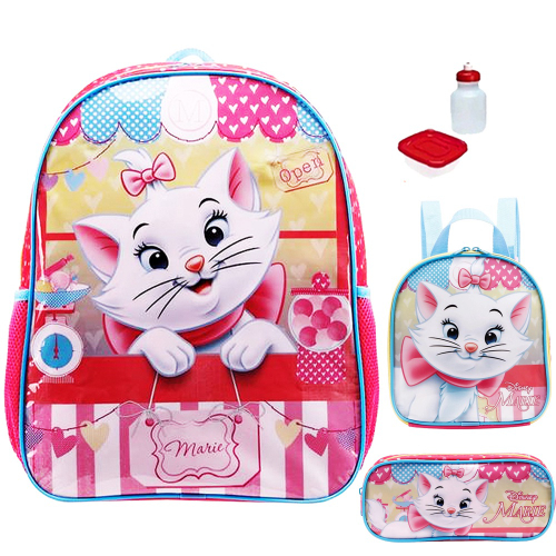 Kit Mochila Infantil Escolar Com Rodinhas Gata Marie