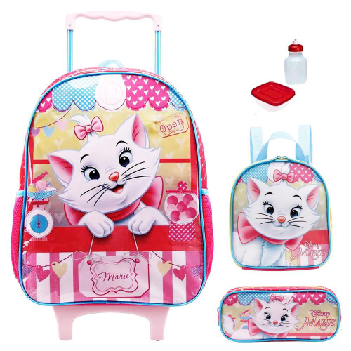 Mochila escolar infantil gata marie luxo, extra