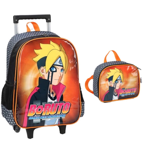 Mochila de Rodinhas Infantil Boruto Laranja Luxcel