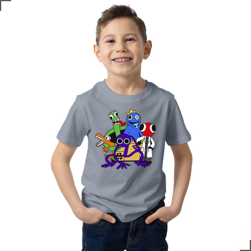 Camisa B sica Monstro Roblox Rainbow Friends Bob o Azul Verd no