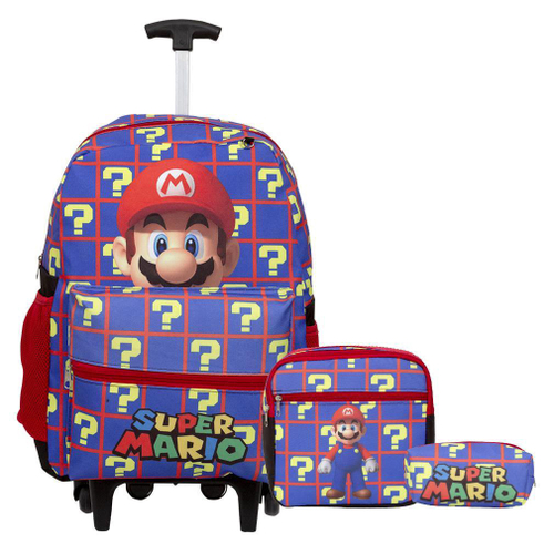 Kit Mochila Escolar Super Mario Rodinhas em Promocao na Americanas