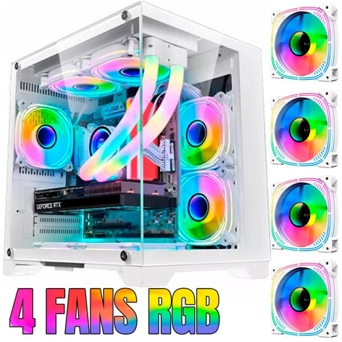 Gabinete Gamer Branco Gb1791 4 Fans Rgb Micro-Atx Em Vidro