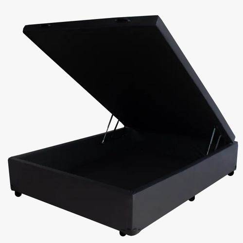 Cama Box Baú Casal Diamond AColchões Síntetico Preto