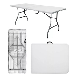 Mesa Picnic Branca 1,80M Dobrável Vira Maleta Portátil é boa?