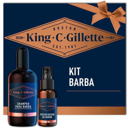 Kit King c. Shampoo para Barba Gillette 241ml + Sérum Preenchedor de Barba 50ml