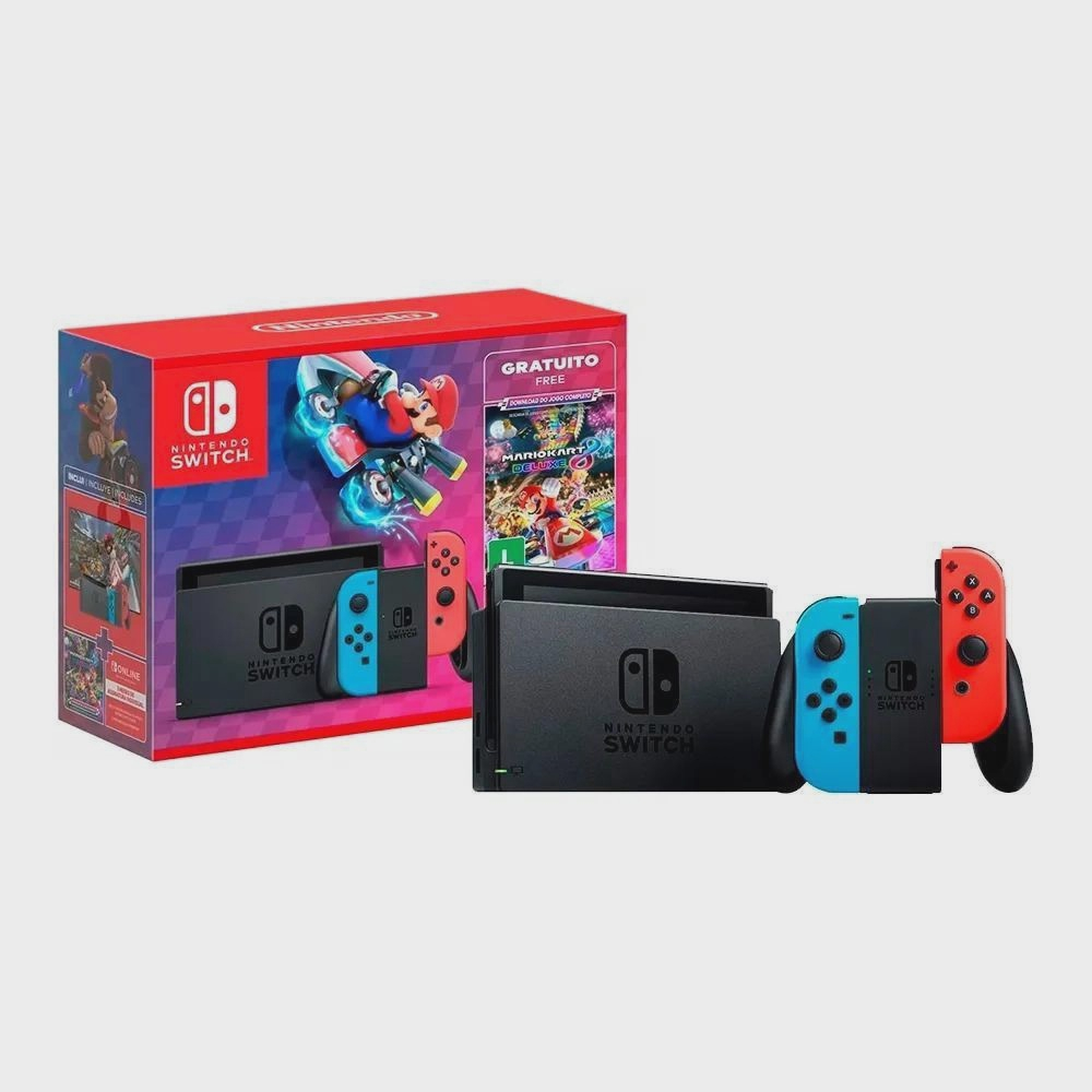 Imagem do produto Console Nintendo Switch + Mario Kart 8 Deluxe - Vermelho e Azul em Americanas