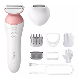 Aparador de Pelos Philips SatinShave Série 6000 BRL146/00 - Branco e Rosa Menor preço em Aparador de Pelos Philips SatinShave Série 6000 BRL146/00 - Branco e Rosa