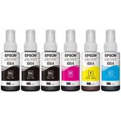 Kit 6 Tintas Epson Original 664 L395 L365 L220 L455 L380 L375 - Combo economico 6 unidades Menor preço em Kit 6 Tintas Epson Original 664 L395 L365 L220 L455 L380 L375 - Combo economico 6 unidades