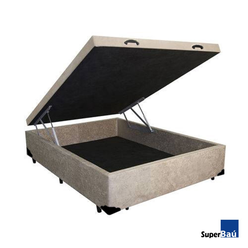 Cama Box Baú casal suede bege 138X188x39