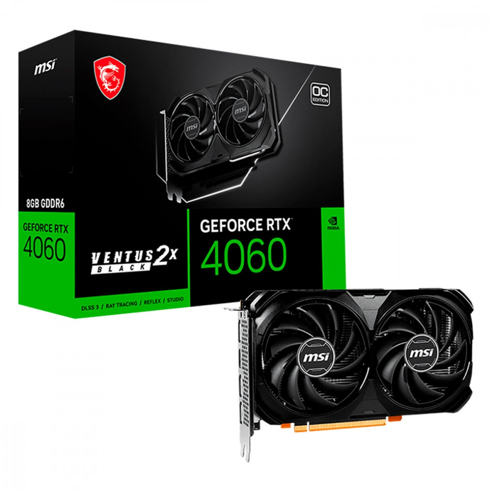 Imagem do produto Placa de Vídeo Nvidia MSI RTX 4060 Ventus 2X OC Black 8GB GDDR6 em Americanas