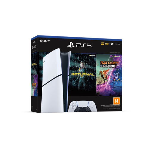 Console PlayStation 5 Digital Slim Branco 1TB + Returnal e Ratchet e Clank + Controle Sem Fio Dualsense Branco