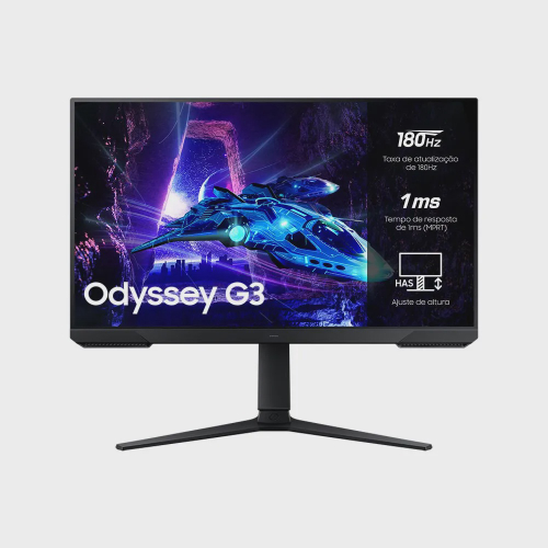 Monitor Gamer Samsung Odyssey G3 27 fhd, Tela Plana, Painel va, 180Hz, 1ms, has, hdmi, dp, FreeSync