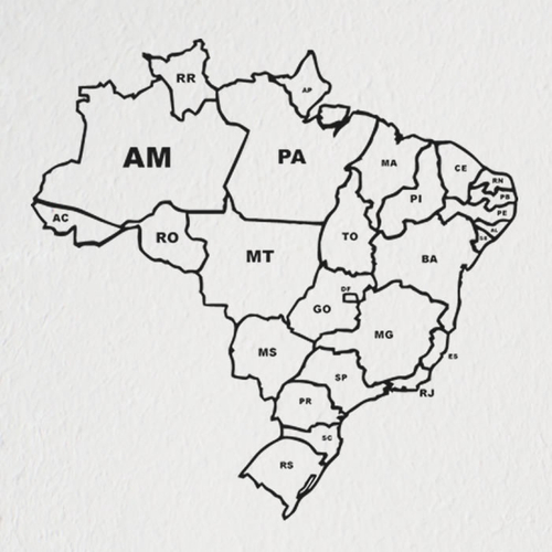 Adesivo decorativo Brasil mapa estados