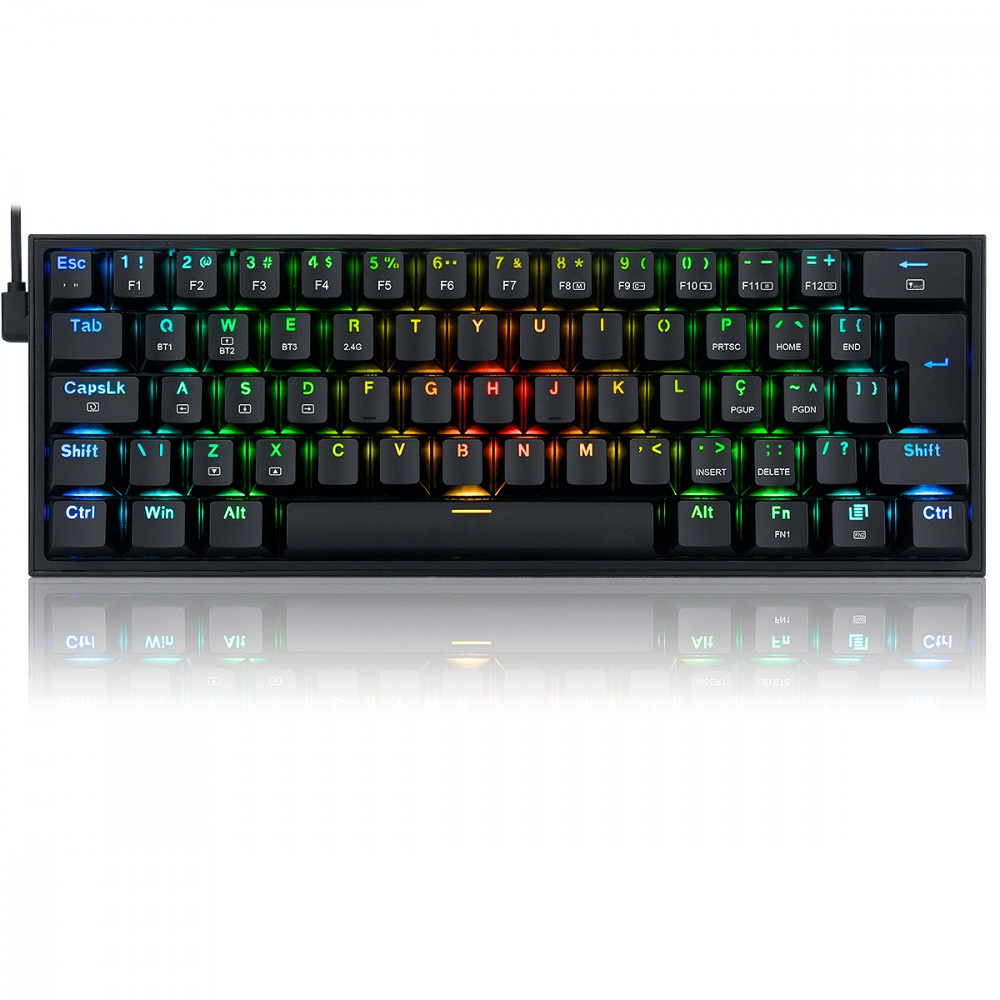 Imagem do produto Teclado Gamer Sem Fio Redragon Fizz Pro RGB Mecânico Switch Blue Bluetooth Preto em Americanas