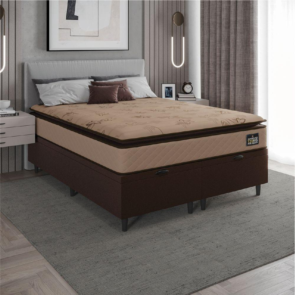 Cama Box Baú Queen Colchão Espuma D33 Pillow Top Van Gogh 158x198x70cm Hellen - 1