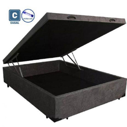 Cama Box Baú Casal Em Suede Cinza Com Pistão A Gás - 138x188 Menor preço em Cama Box Baú Casal Em Suede Cinza Com Pistão A Gás - 138x188