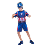 Fantasia Capitão América Infantil Vingadores Ultimato Curto Com Máscara