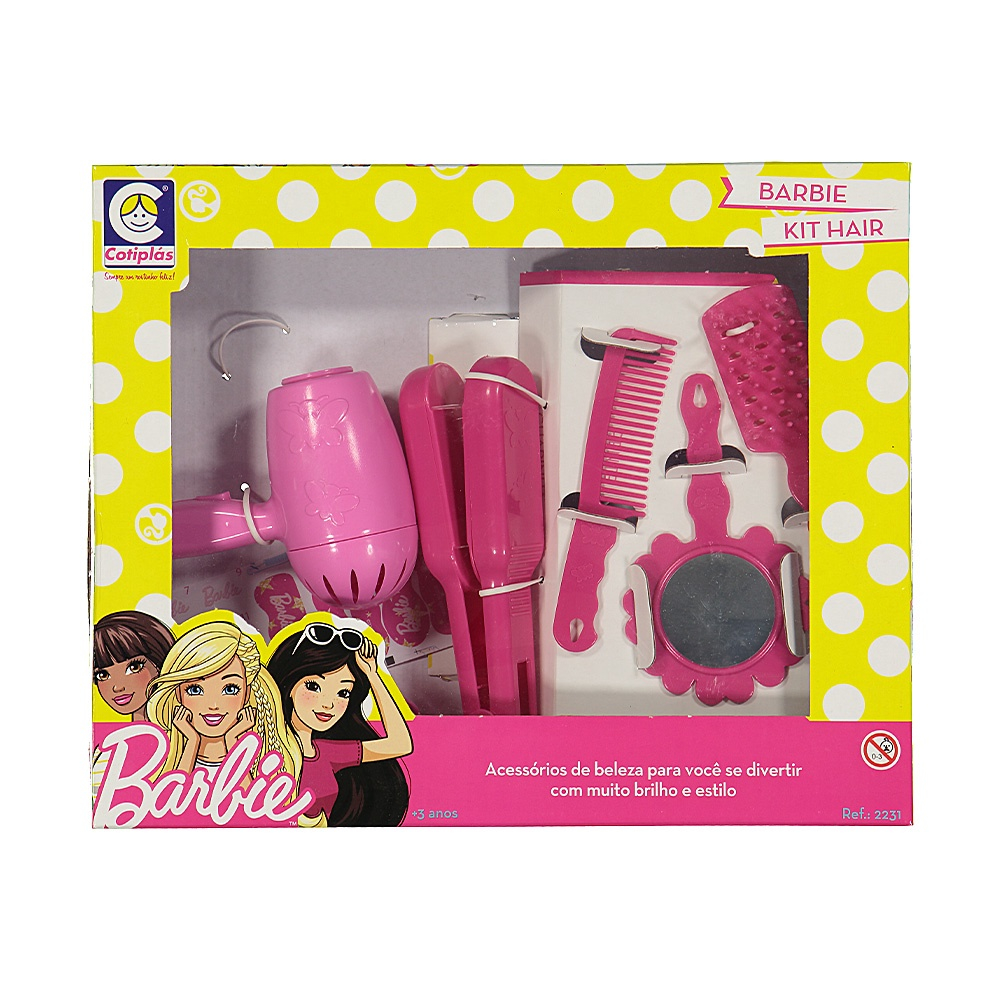 Kit Boneca Barbie Com Acessórios Salão De Beleza E Maquiagem