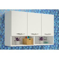 Balcão Aéreo Branco Multiuso 3 Portas Lavanderia Despensa Menor preço em Balcão Aéreo Branco Multiuso 3 Portas Lavanderia Despensa