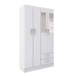 Guarda-Roupa Solteiro com Espelho Havana 4 pt Branco Menor preço em Guarda-Roupa Solteiro com Espelho Havana 4 pt Branco