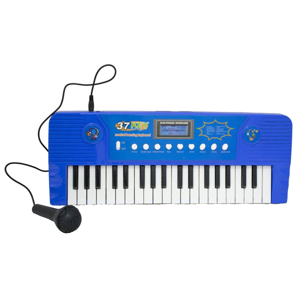 Teclado Infantil Piano Eletronico C/ Microfone E Luz Azul