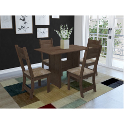 Conjunto de Jantar Indekes Talita c/ 1 Mesa 110 cm e 4 Cadeiras – Noce/Bege é boa?