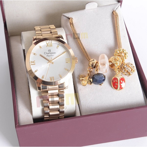 Relógio Champion Feminino CN25163S + Pulseira com Berloques Menor preço em Relógio Champion Feminino CN25163S + Pulseira com Berloques