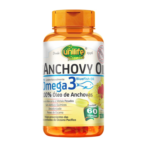 Ômega 3 Anchovy Oil 1200mg 60 cápsulas Óleo de Anchovas Submarino
