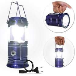 Luminária LED Retrátil Lampião Solar Recarregável Bivolt USB Azul Lanterna Alças Luz Emergência Menor preço em Luminária LED Retrátil Lampião Solar Recarregável Bivolt USB Azul Lanterna Alças Luz Emergência