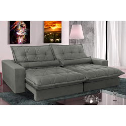Sofá Retrátil e Reclinável com Molas Ensacadas Cama inBox Soft 2,12m Tecido Suede Velusoft Cinza Menor preço em Sofá Retrátil e Reclinável com Molas Ensacadas Cama inBox Soft 2,12m Tecido Suede Velusoft Cinza