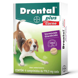 Vermífugo Bayer Drontal Plus Sabor Carne - Cães 10 Kg - 4 Comprimidos Menor preço em Vermífugo Bayer Drontal Plus Sabor Carne - Cães 10 Kg - 4 Comprimidos