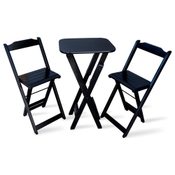 Conjunto Dobrável Bistrô Preto de Mesa com 2 Cadeiras - Tarimatã Menor preço em Conjunto Dobrável Bistrô Preto de Mesa com 2 Cadeiras - Tarimatã