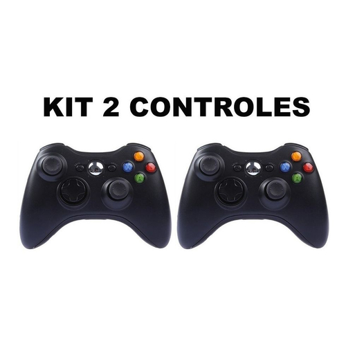 Kit 2 Controle Sem Fio Xbox360 Slim X360 Preto