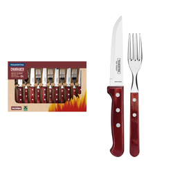 Jogo de Talheres Jumbo Tramontina Churrasco com Lâminas em Aço Inox e Cabos de Madeira Polywood Vermelho 12 Peças é boa?