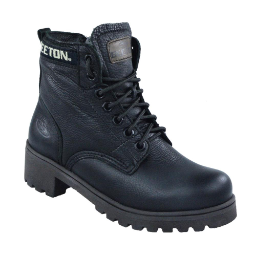 Bota Coturno Couro Beeton Feminina Cat Ranee 005 Solado de Borracha - ziper  - cano médio