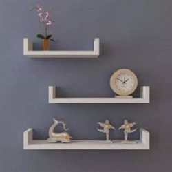 Kit 3 Prateleiras U 100% Mdf - Branco - Com Suporte De Instalação/fixação Menor preço em Kit 3 Prateleiras U 100% Mdf - Branco - Com Suporte De Instalação/fixação