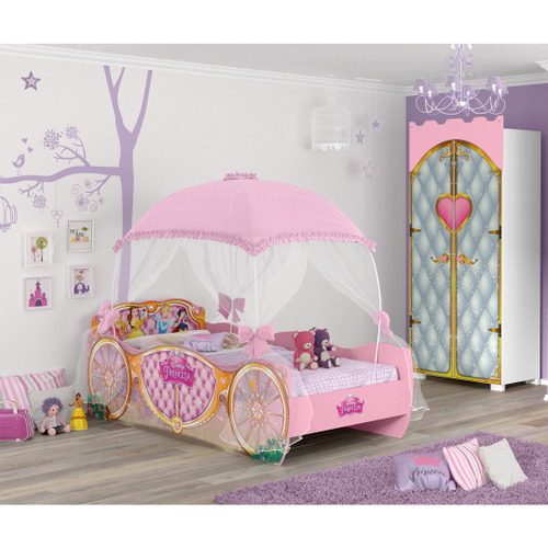 Jogo De Quarto Infantil Princesa Rosa - Móveis Bela