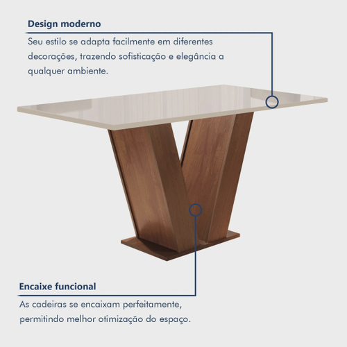 Conjunto Sala de Jantar Mesa Tampo de Vidro 4 Cadeiras Espanha