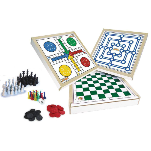 JOGO 4 EM 1 XADREZ DAMA TRILHA LUDO