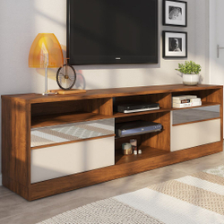 Rack para TV Até 55 Polegadas Zurique 2 Portas Seda/Off White - Viero Móveis Menor preço em Rack para TV Até 55 Polegadas Zurique 2 Portas Seda/Off White - Viero Móveis