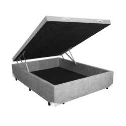 Base Box Baú Casal sp Móveis Suede Cinza - 45x138x188 Menor preço em Base Box Baú Casal sp Móveis Suede Cinza - 45x138x188