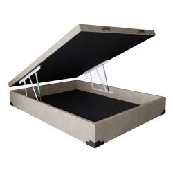 Base Box Baú Casal sp Móveis Suede Bege - 45x138x188 Menor preço em Base Box Baú Casal sp Móveis Suede Bege - 45x138x188