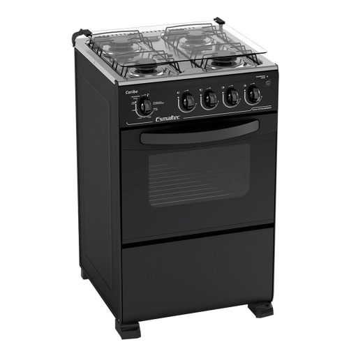 Fogão 4 Bocas Esmaltec Caribe Preto – Bivolt – 4078