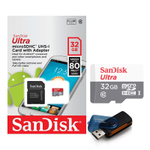 Cartão de Memória Micro sd SanDisk 32GB Ultra 80mb/s + Leitor 15 em 1