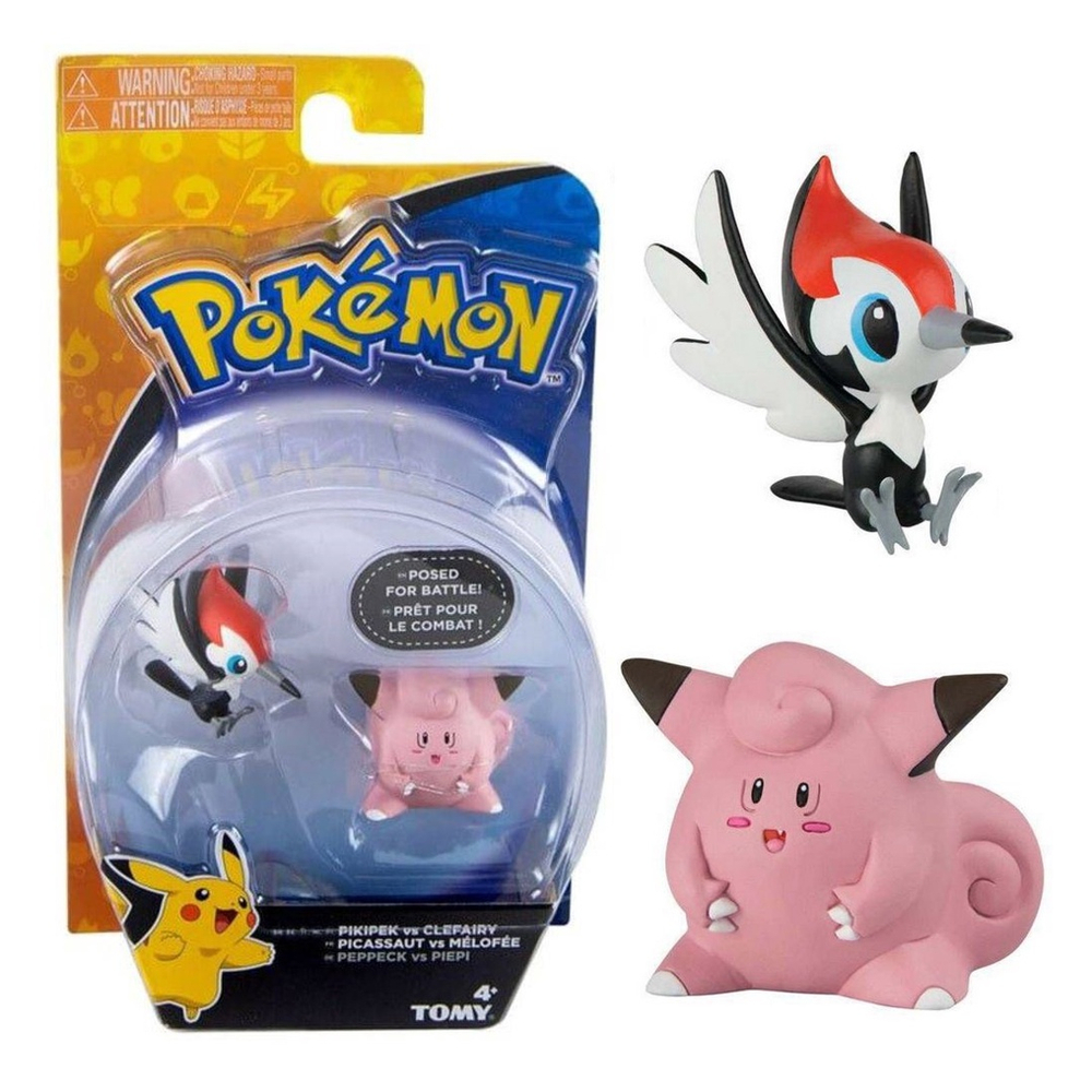 Conjunto Mini Bonecos Colecionáveis Pokémon Nintendo - Tomy - Sunny  Brinquedos: Pikipek Picassaut Peppeck + Clefairy Mélofée Piepi