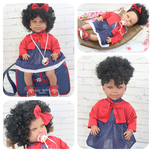 Boneca Bebê Reborn Morena 53cm Silicone Real Princesa com Bolsa